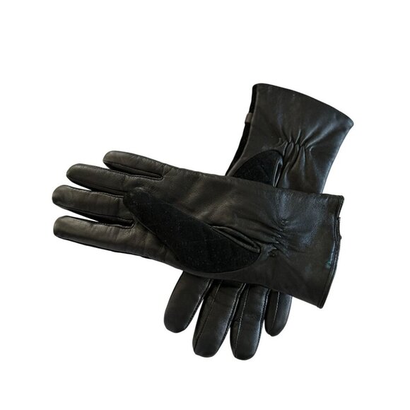 IL PASSO 100% Sheep Leather Black Quilted Gloves W/ Buckle Wool Blend Lining - Picture 5 of 9